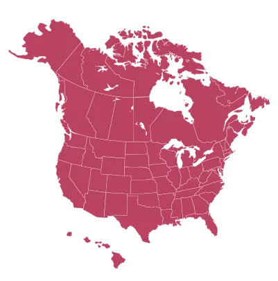 Map of the US and Canada